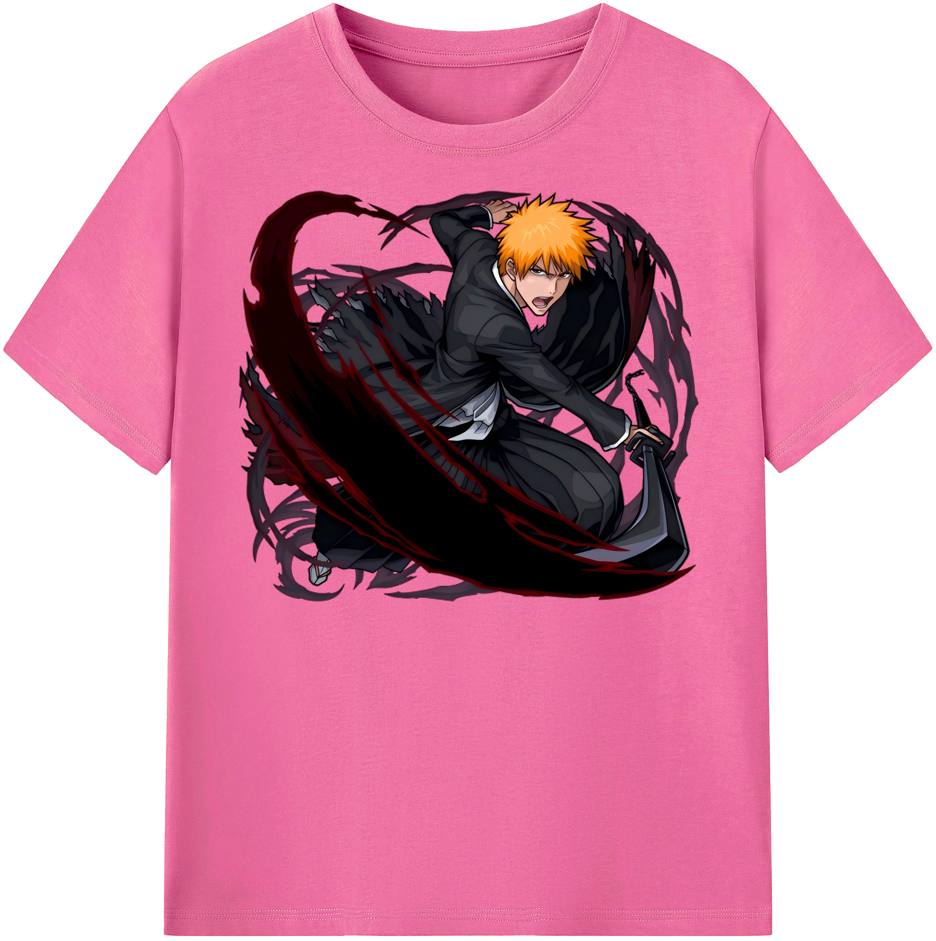 （画像用） ブリーチ 黒崎一護（くろさき いちご）BLEACH Kurosaki Ichigo レディースカジュアルプリントTシャツ（綿100％）